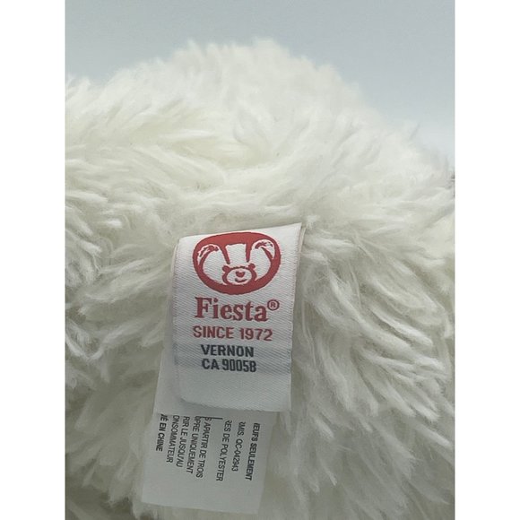 FIESTA White & Brown Puppy Dog Corduroy Nose Paws Sitting 10" Plush - Picture 5 of 9